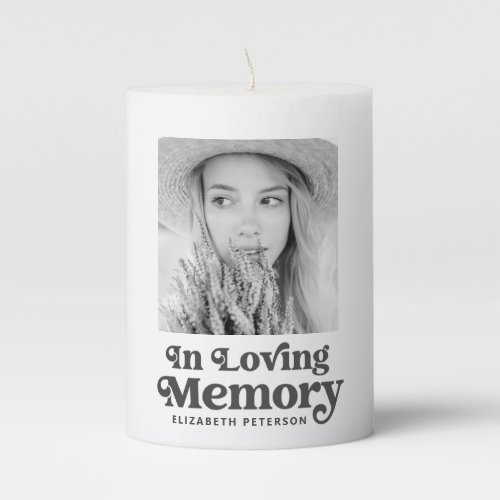 In Loving Memory Simple Custom Photo Memorial Pillar Candle