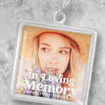In Loving Memory Simple Custom Photo Memorial Silver Plated Necklace<br><div class="desc">This simple and classic design is composed of serif and sans serif typography and add a custom photo.</div>