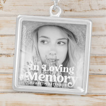 In Loving Memory Simple Custom Photo Memorial Silver Plated Necklace