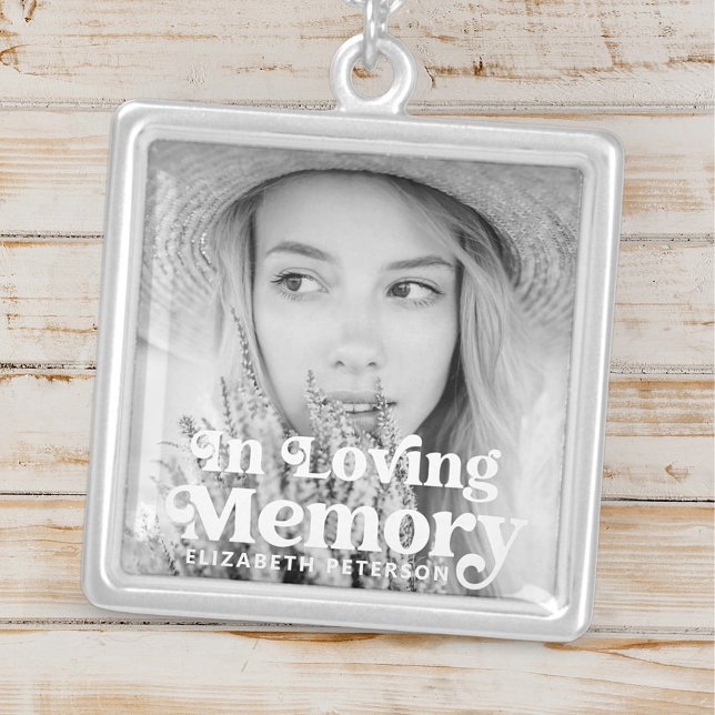 In Loving Memory Simple Custom Photo Memorial Silver Plated Necklace (Creator Uploaded)
