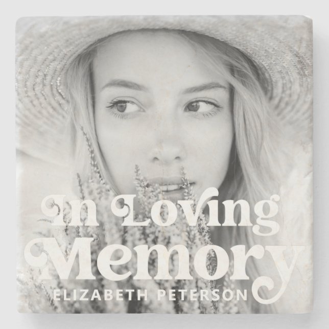 In Loving Memory Simple Custom Photo Memorial Stone Coaster (Front)