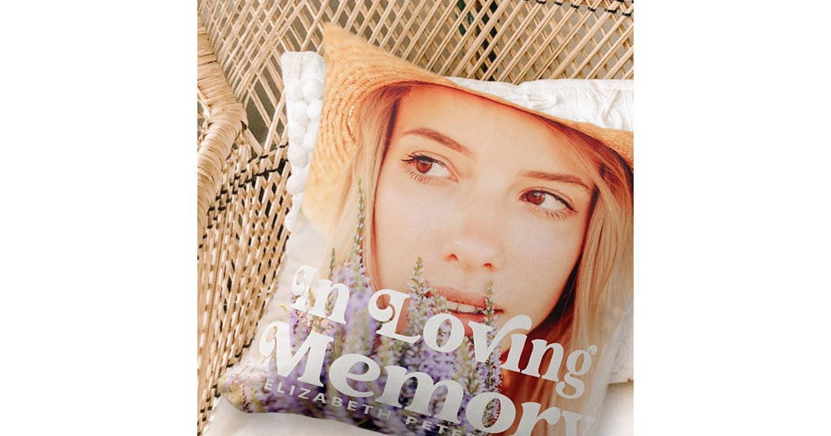 In Loving Memory Simple Custom Photo Memorial Throw Pillow | Zazzle