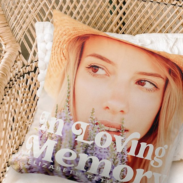 In Loving Memory Simple Custom Photo Memorial Throw Pillow (Creator Uploaded)