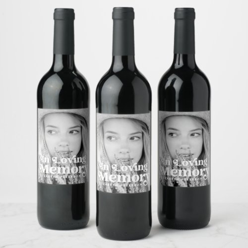 In Loving Memory Simple Custom Photo Memorial Wine Label