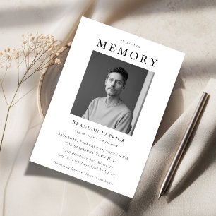 In Loving Memory Simple Digital Funeral Photo Invitation