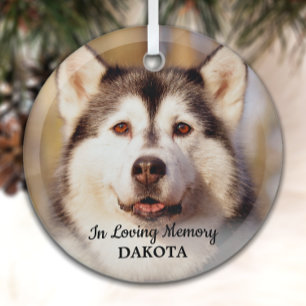 In Loving Memory - Simple Dog Photo Pet Memorial Glass Ornament