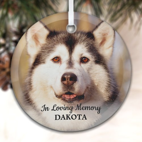 In Loving Memory _ Simple Dog Photo Pet Memorial Glass Ornament