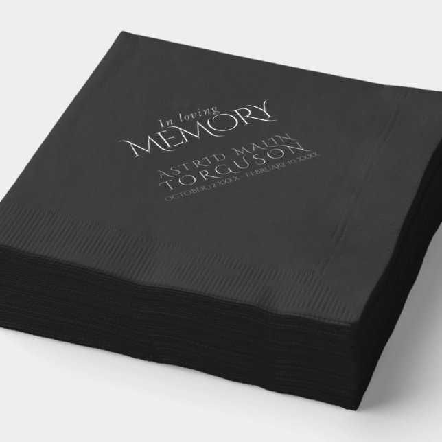 In loving memory simple dove custom wake foil napkins (Detail)