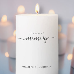 In Loving Memory   Simple Modern Calligraphy Pillar Candle