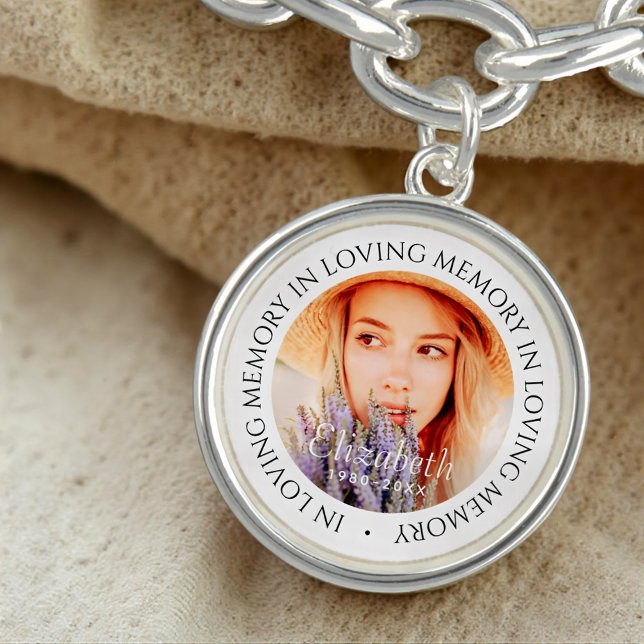 In Loving Memory Simple Modern Custom Photo Bracelet (Creator Uploaded)
