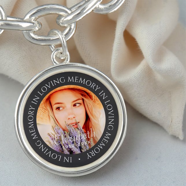 In Loving Memory Simple Modern Custom Photo Bracelet (Creator Uploaded)