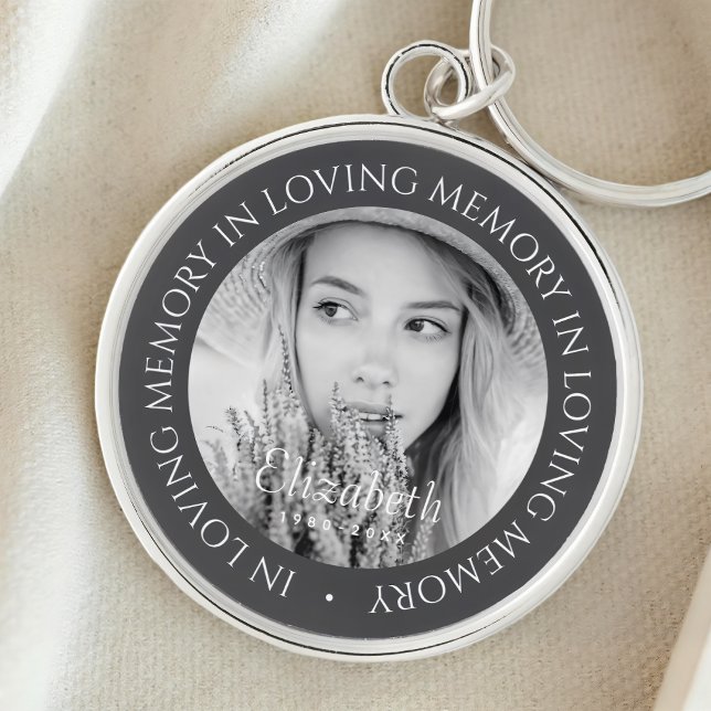 In Loving Memory Simple Modern Custom Photo Keychain (Creator Uploaded)