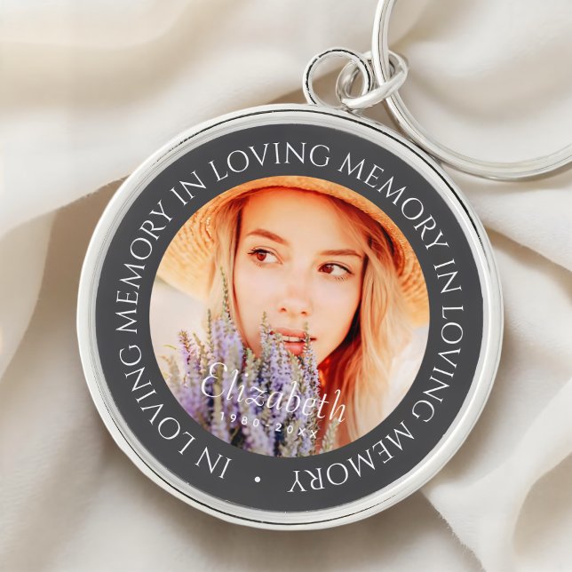 In Loving Memory Simple Modern Custom Photo Keychain (Creator Uploaded)