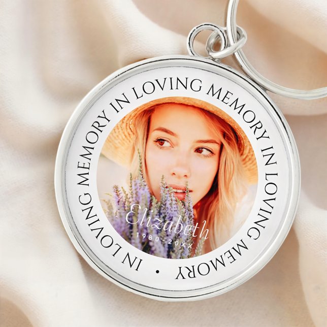 In Loving Memory Simple Modern Custom Photo Keychain (Creator Uploaded)