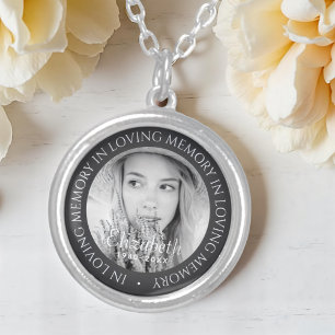 In Loving Memory Simple Modern Custom Photo Silver Plated Necklace