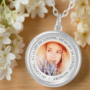 In Loving Memory Simple Modern Custom Photo Silver Plated Necklace