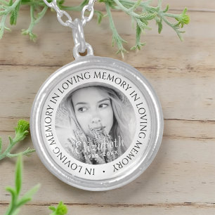In Loving Memory Simple Modern Custom Photo Silver Plated Necklace