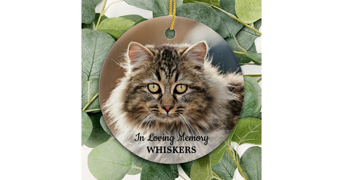 In Loving Memory Simple Modern Photo Pet Memorial Ceramic Ornament | Zazzle