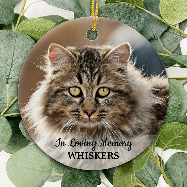 In Loving Memory Simple Modern Photo Pet Memorial Ceramic Ornament (Creator Uploaded)