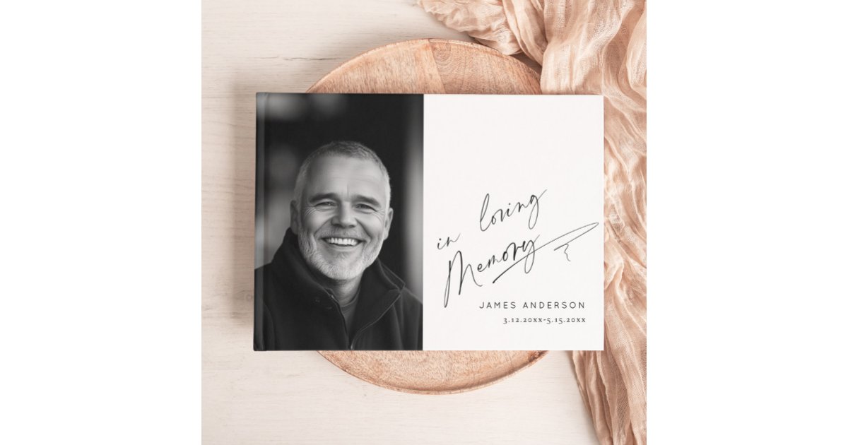 In Loving Memory Simple Photo Funeral Guest Book | Zazzle