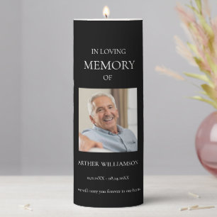 In loving memory simple stylish keepsake photo pillar candle