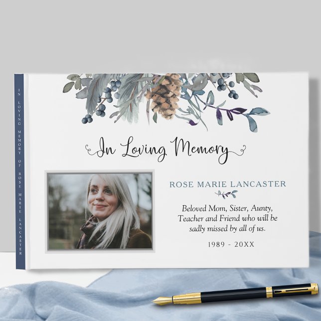 In Loving Memory Soft Rustic Floral Funeral Photo Guest Book (Creator Uploaded)