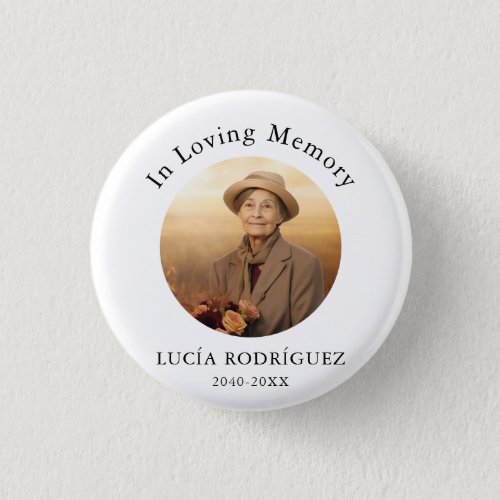 In Loving Memory Spanish Funeral Memorial Photo Button