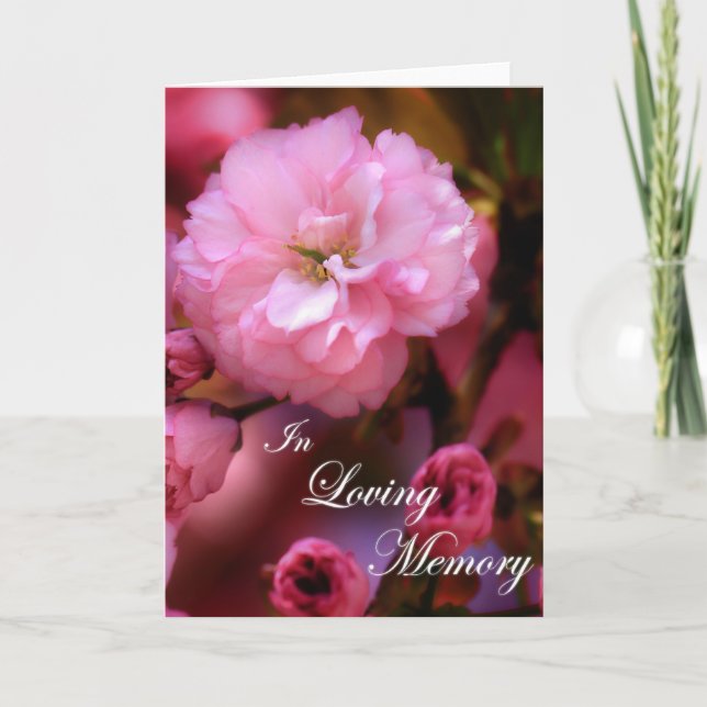 In Loving Memory Spring Pink Cherry Blossoms Card (Front)