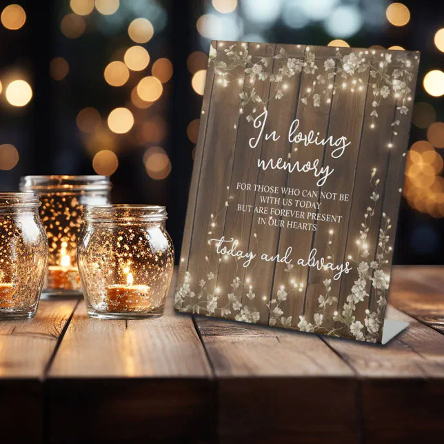 In Loving Memory String Lights Wood Memorial Sign | Zazzle