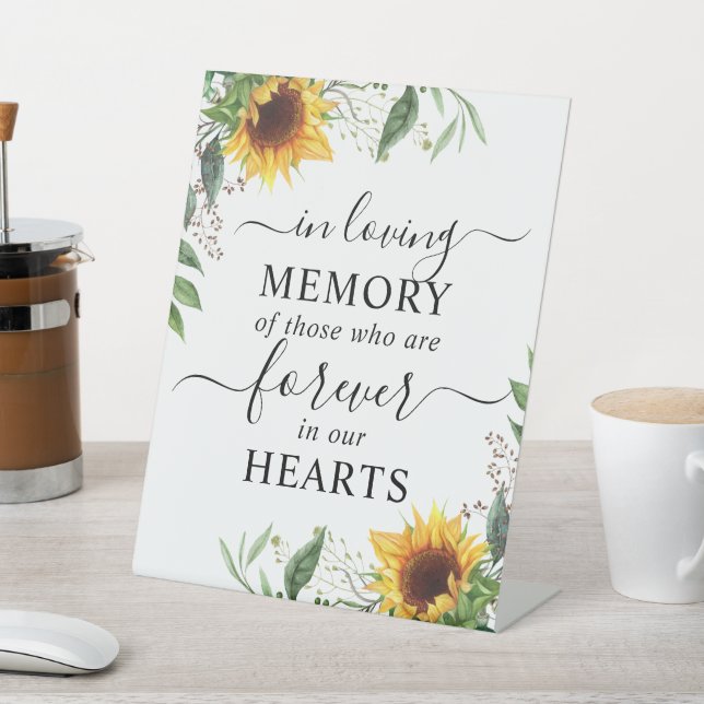 In Loving Memory Sunflower Floral  Pedestal Sign (In SItu)
