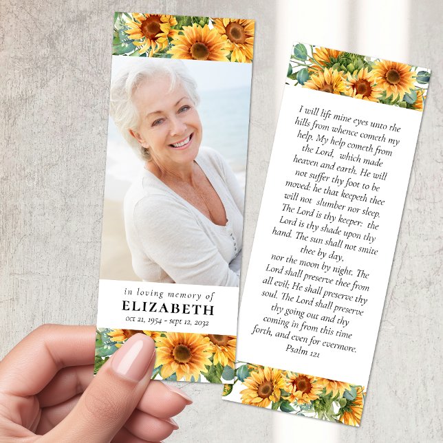 In Loving Memory Sunflower Floral Prayer Memorial Bookmarks (Creator Uploaded)