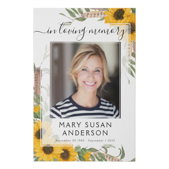 In Loving Memory Sunflower Funeral Welcome Sign (Front)