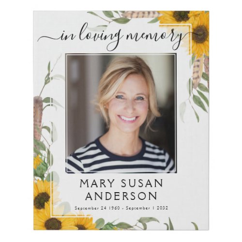 In Loving Memory Sunflower Funeral Welcome Sign