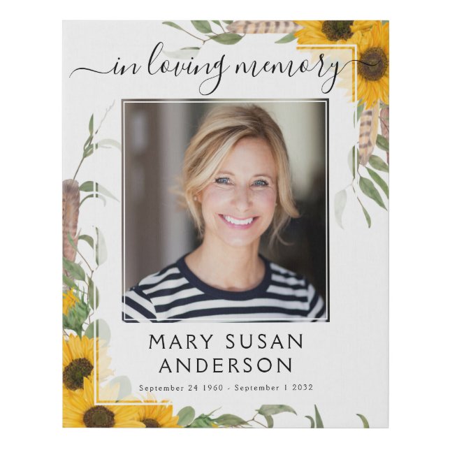 In Loving Memory Sunflower Funeral Welcome Sign (Front)
