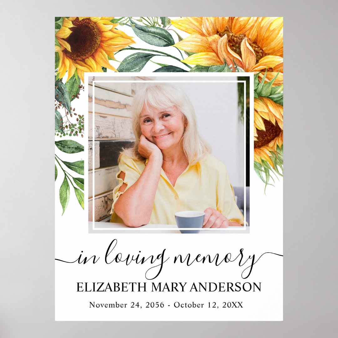 In Loving Memory Sunflower Photo Poster | Zazzle