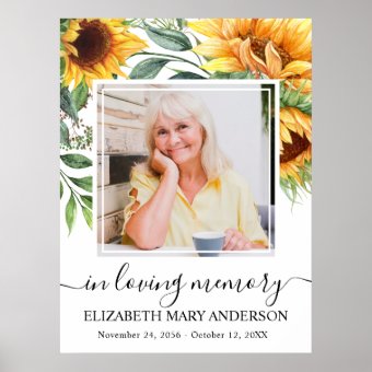 In Loving Memory Sunflower Photo Poster | Zazzle