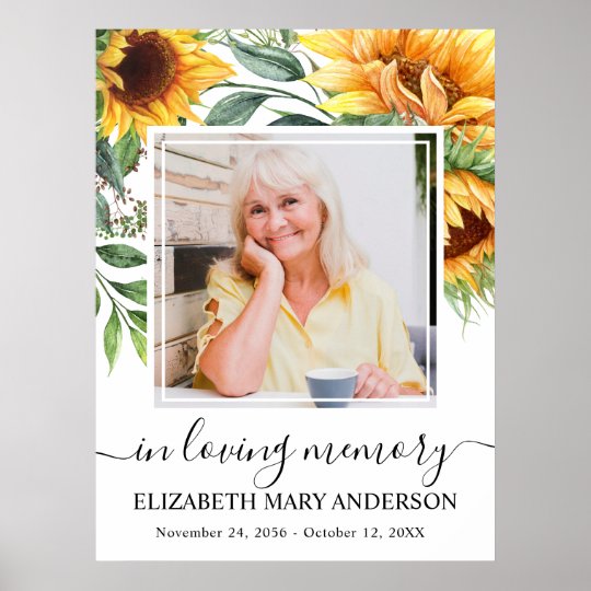 In Loving Memory Sunflower Photo Poster | Zazzle.com