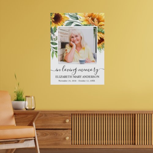 In Loving Memory Sunflower Photo Poster