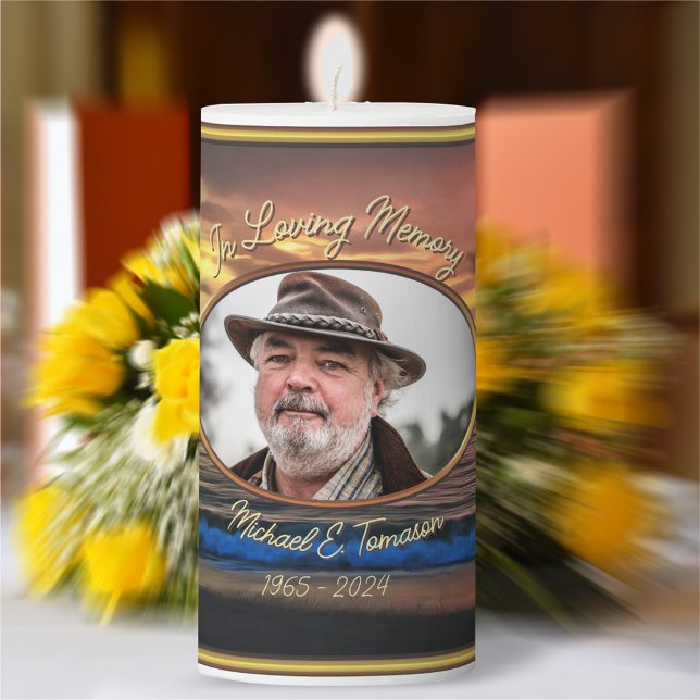 In Loving Memory Sunset 1577 Pillar Candle (Creator Uploaded)