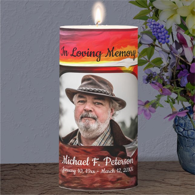 In Loving Memory Sunset 914 Pillar Candle (Creator Uploaded)