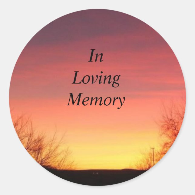 In Loving Memory Sunset Classic Round Sticker (Front)
