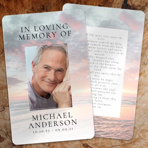 In Loving Memory Sunset Memorial Prayer Card
