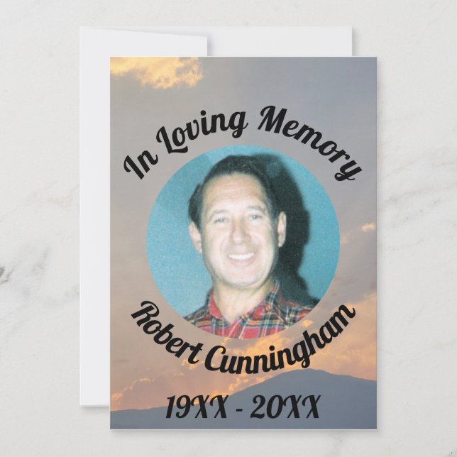 In Loving Memory Sunset Photo Memorial Card (Front)