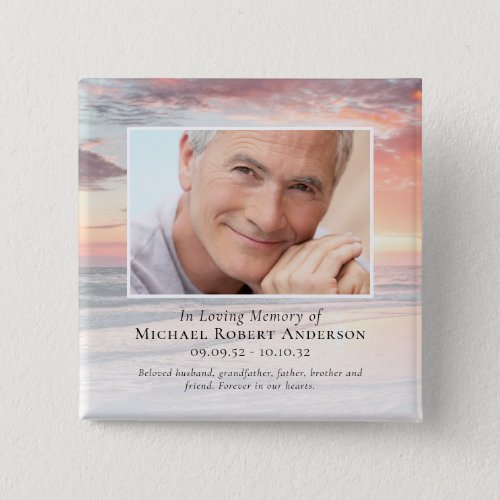 In Loving Memory Sunset Photo Sympathy Button