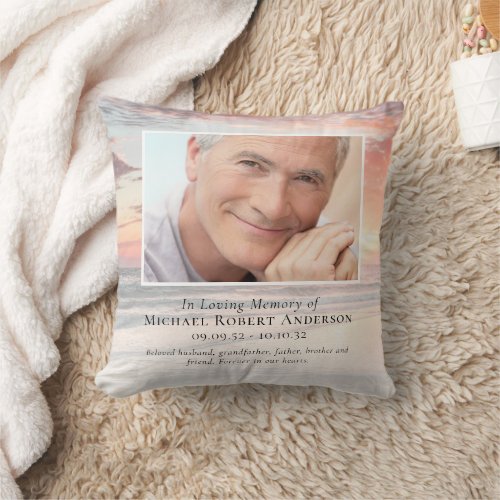 In Loving Memory Sunset Photo Sympathy Throw Pillow