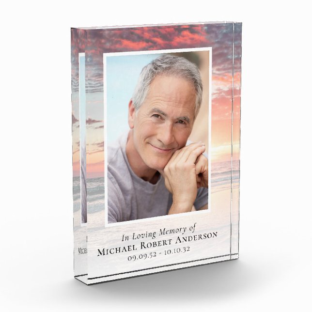 In Loving Memory Sunset Photo Sympathy Tribute (Left)