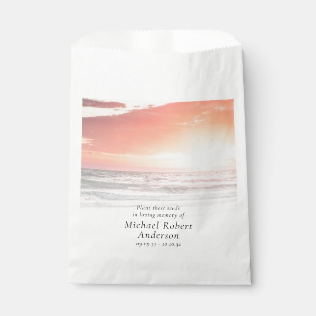 In Loving Memory Sunset Plant These Seeds Funeral  Favor Bag (Front)