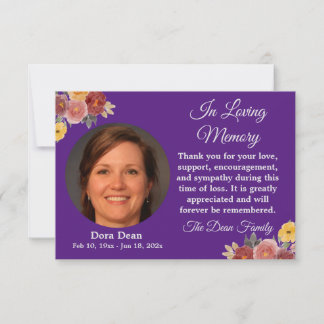 In Loving Memory Sympathy Funeral Blue Watercolor Thank You Card