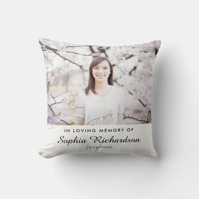 In Loving Memory | Sympathy Memorial Photo Throw Pillow (Front)