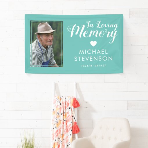 Teal Memory In Loving Memory | Teal Memorial Photo Banner | Zazzle